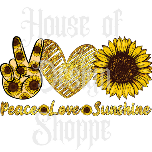 Ready to Press Sublimation Transfers up to 13"x19" Peace Love Sunshine Sunflowers