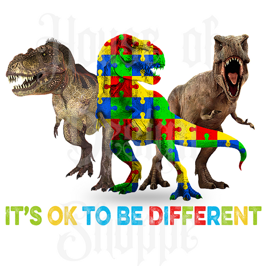 Ready to Press Sublimation Transfers up to 13"x19" It's OK To Be Different Dinosaurs