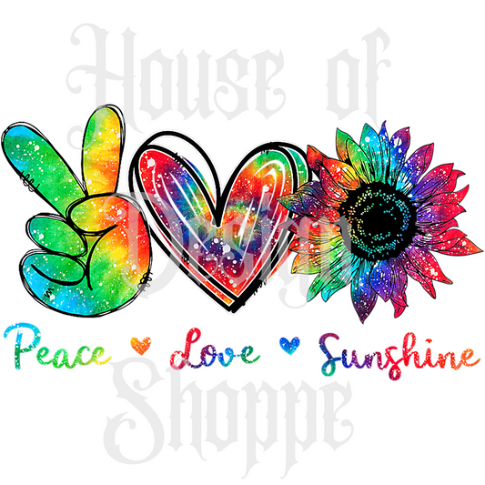 Ready to Press Sublimation Transfers up to 13"x19" Tie Dye Peace Love Sunshine