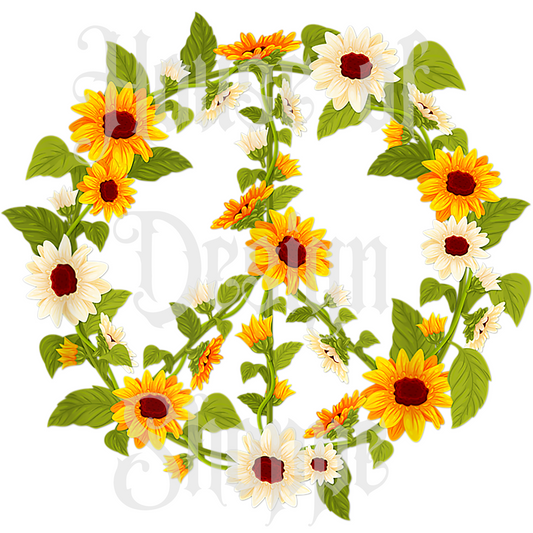 Ready to Press Sublimation Transfers up to 13"x19" Sunflower Peace Sign