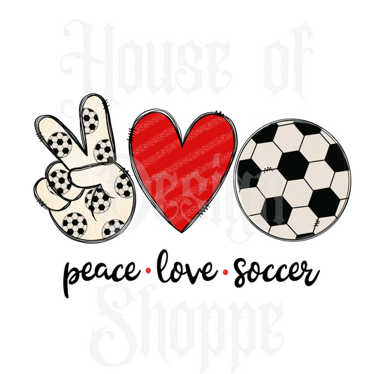 Ready to Press Sublimation Transfers up to 13"x19" Peace Love Soccer