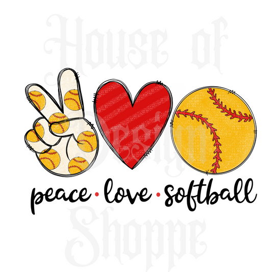 Ready to Press Sublimation Transfers up to 13"x19" Peace Love Softball