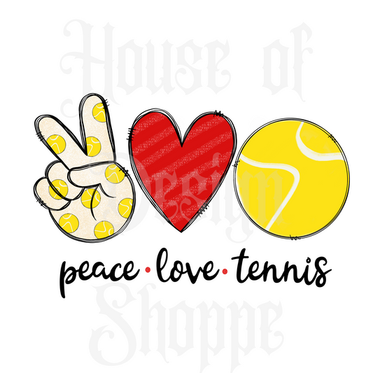 Ready to Press Sublimation Transfers up to 13"x19" Peace Love Tennis