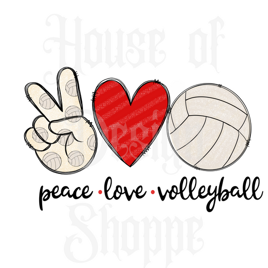 Ready to Press Sublimation Transfers up to 13"x19" Peace Love Volleyball