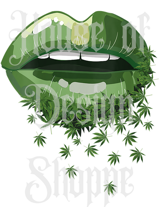 Ready to Press Sublimation Transfers up to 13"x19" Green Cannabis Drip Lips