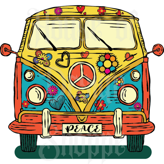 Ready to Press Sublimation Transfers up to 13"x19" Peace Hippie Van