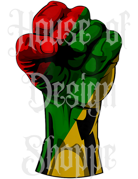Ready to Press Sublimation Transfers up to 13"x19" Red Green Yellow Fist