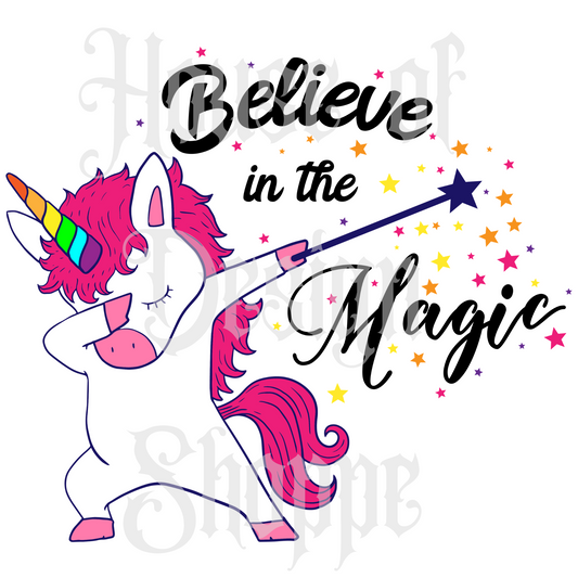 Ready to Press Sublimation Transfers up to 13"x19" Believe In The Magic Unicorn