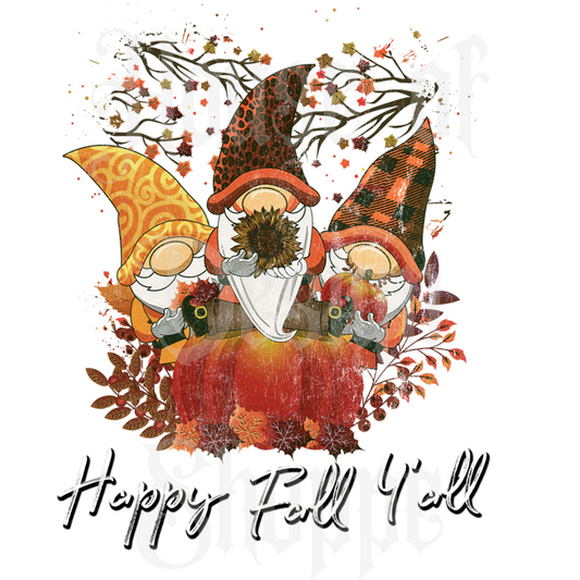 Ready to Press Sublimation Transfers up to 13"x19" Happy Fall Y'all Gnomes