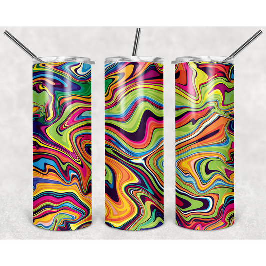 Customizable 20oz Skinny Stainless Steel Tumbler- Psychedelic Pattern