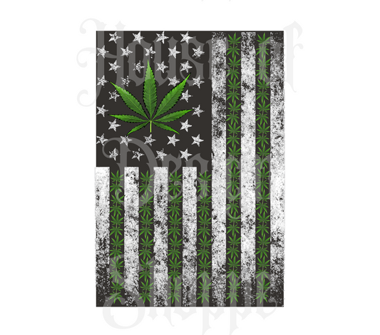Ready to Press Sublimation Transfers up to 13"x19" Cannabis American Flag