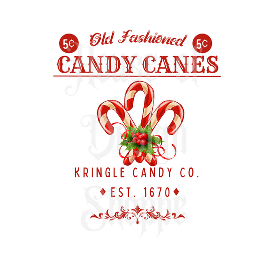 Ready to Press Sublimation Transfers up to 13"x19" Old Fashioned Candy Canes