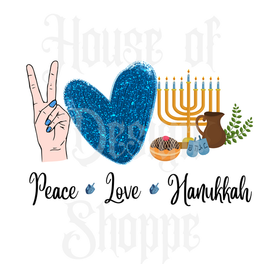 Ready to Press Sublimation Transfers up to 13"x19" Peace Love Hanukkah