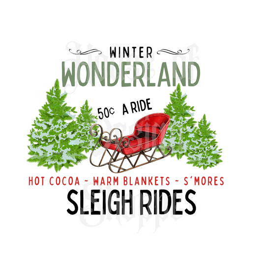 Ready to Press Sublimation Transfers up to 13"x19" Winter Wonderland Sleigh Ride