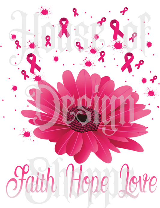Ready to Press Sublimation Transfers up to 13"x19" Breast Cancer Faith Hope Love